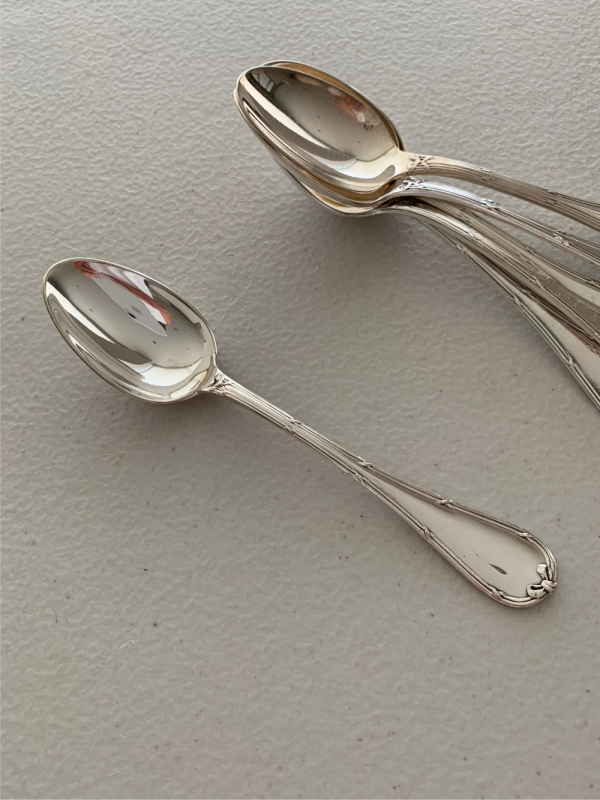 SET CUCHARAS DE CAFE X 6 CHRISTOFLE RUBANS. RECUBIERTO EN PLATA