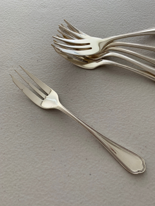 SET TENEDORES DE TORTA X 6 CHRISTOFLE SPATOURS. RECUBRIMIENTO EN PLATA